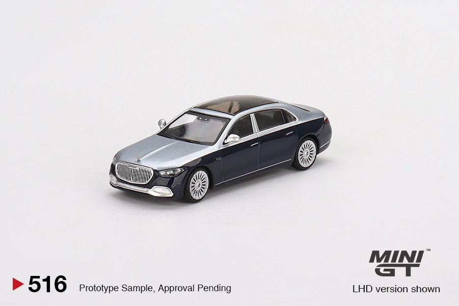 MiniGT #516 Mercedes-Maybach S680 Cirrus Silver / Nautical Blue Metallic