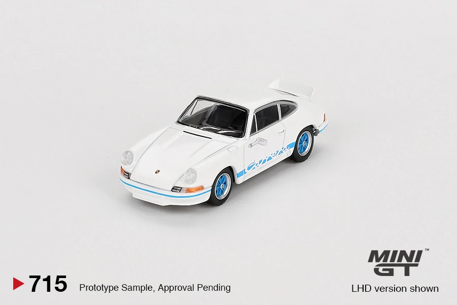 MiniGT #715 Porsche 911 Carrera RS 2.7 Grand Prix White with Blue Livery