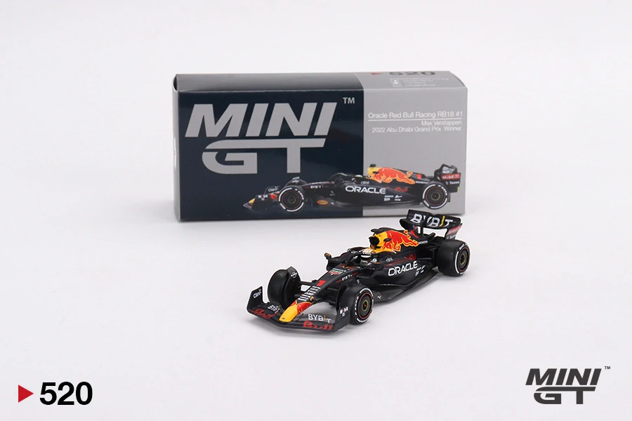 MiniGT #520 Oracle Red Bull Racing RB18 #1 Max Verstappen 2022 Abu Dhabi Grand Prix Winner