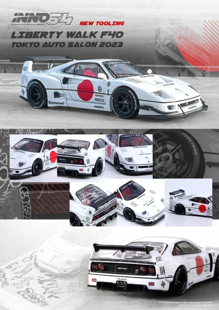 Ferrari F40 LBWK White Tokyo Auto Salon 2023 1:64 INNO64